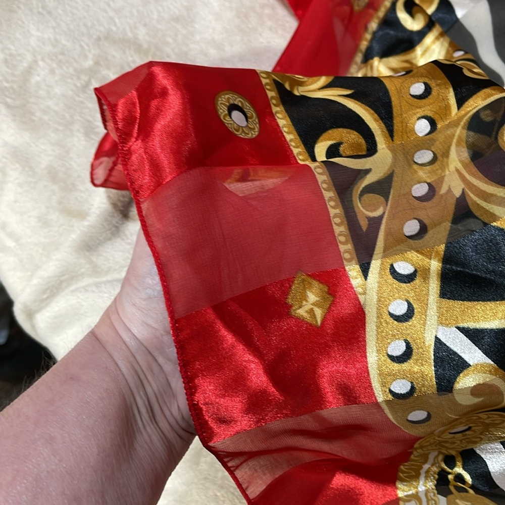 DESIGNER INSPIRED SCARF: Red, Gold, Black & White. - Picture 10 of 10